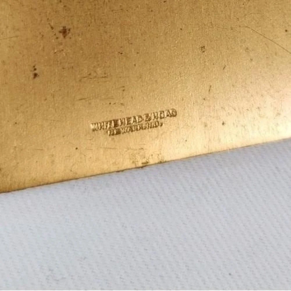 Small Antique Brass Advertising Clipboard Dunhood Leathers Whitehead & Hoag Co